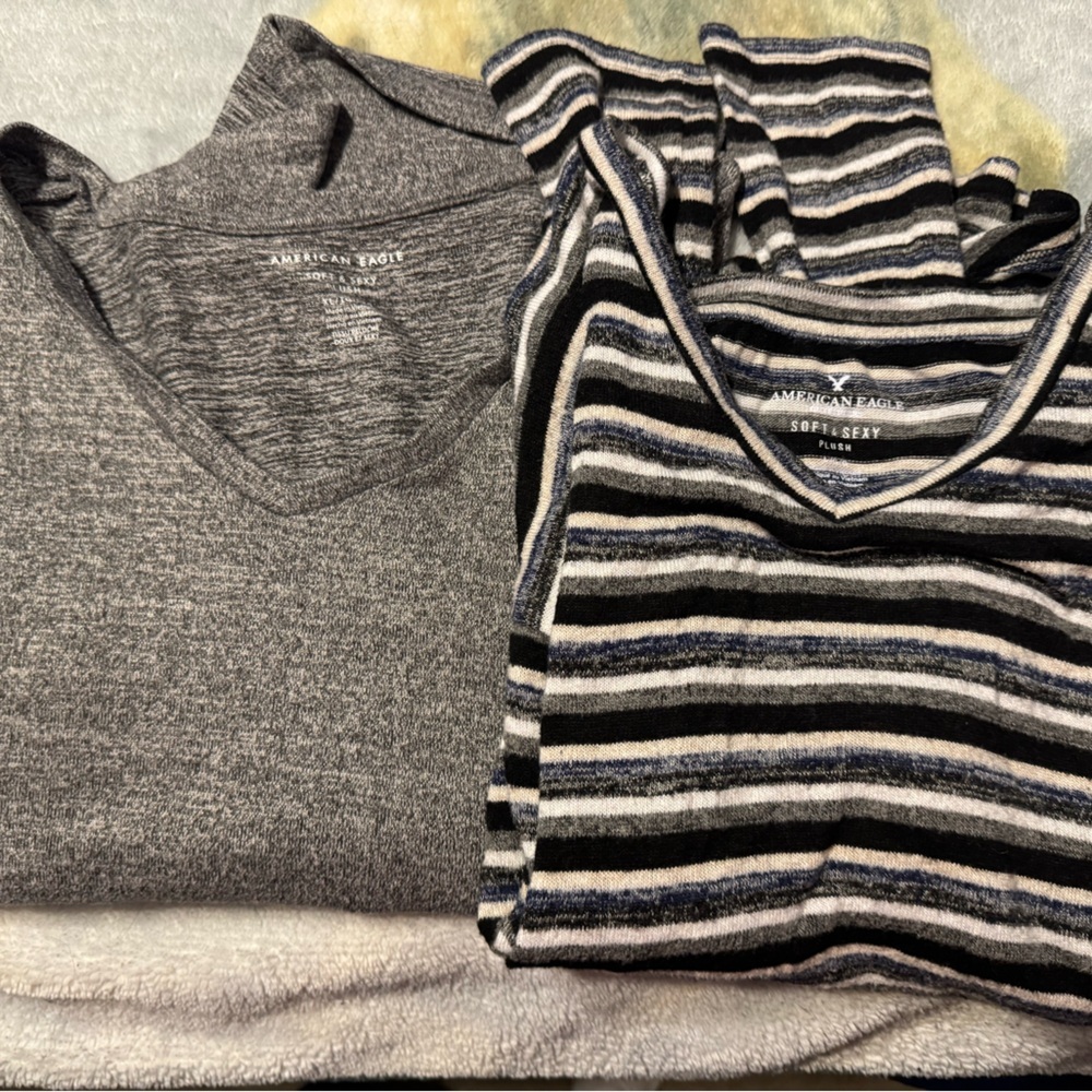 Bundle American Eagle Gray And Black Striped Swea… - image 2